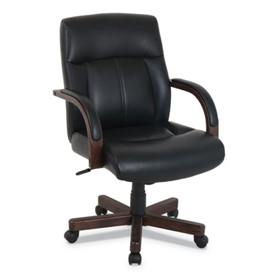 42 In. 4 Drawer Wood-trim Leather Office Chair, Mahogany