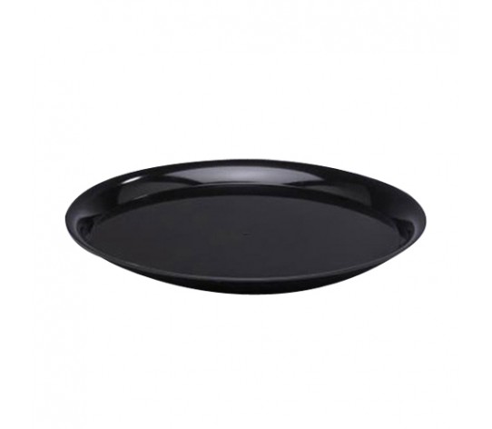 A918bl25 18 In. Round Checkmate Plastic Serving Tray With High Edge, Black