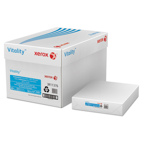 Xer3r11376 Vitality 100 Percent Recycled Multipurpose Letter Printer Paper, White - 5000 Sheets
