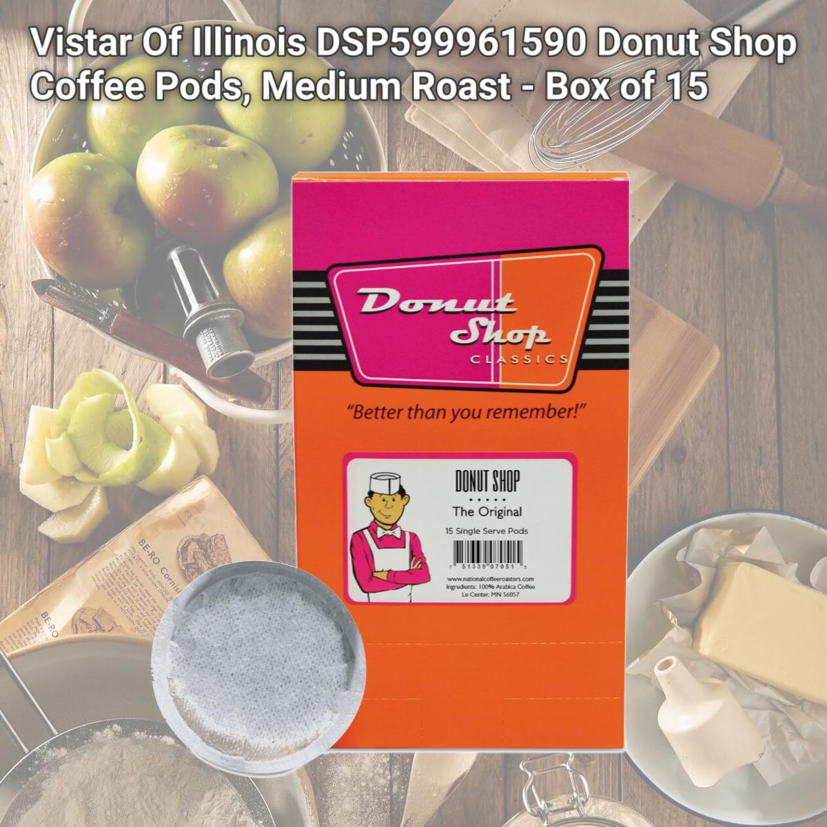 Picture of Vistar Of Illinois DSP599961590 Donut Shop Coffee Pods, Medium Roast - Box of 15