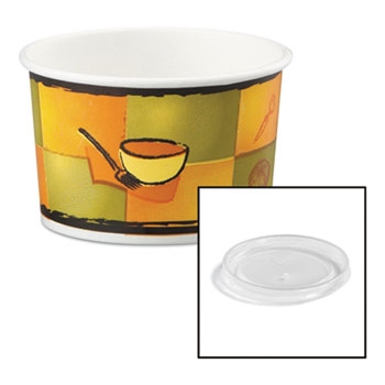 Huh70408 8-10 Oz Streetside Paper Food Container With Plastic Lid, Streetside Design - 250 Count