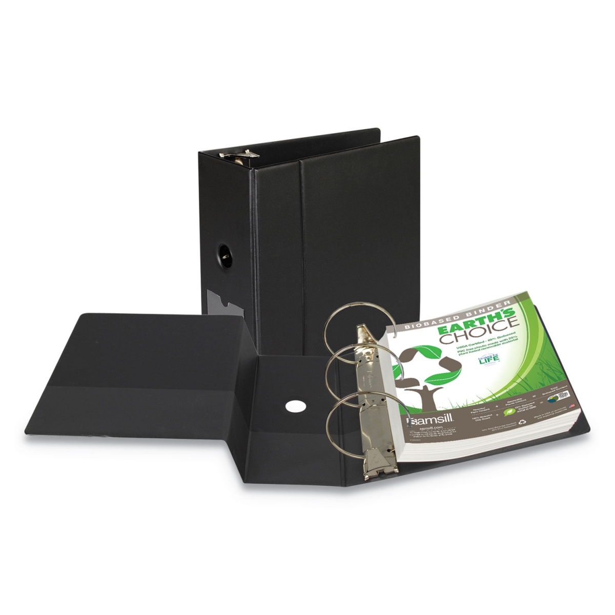 Sam14800 5 In. Earths Choice Biobased Round Ring Reference Binder, 11 X 8.5 In. - Black