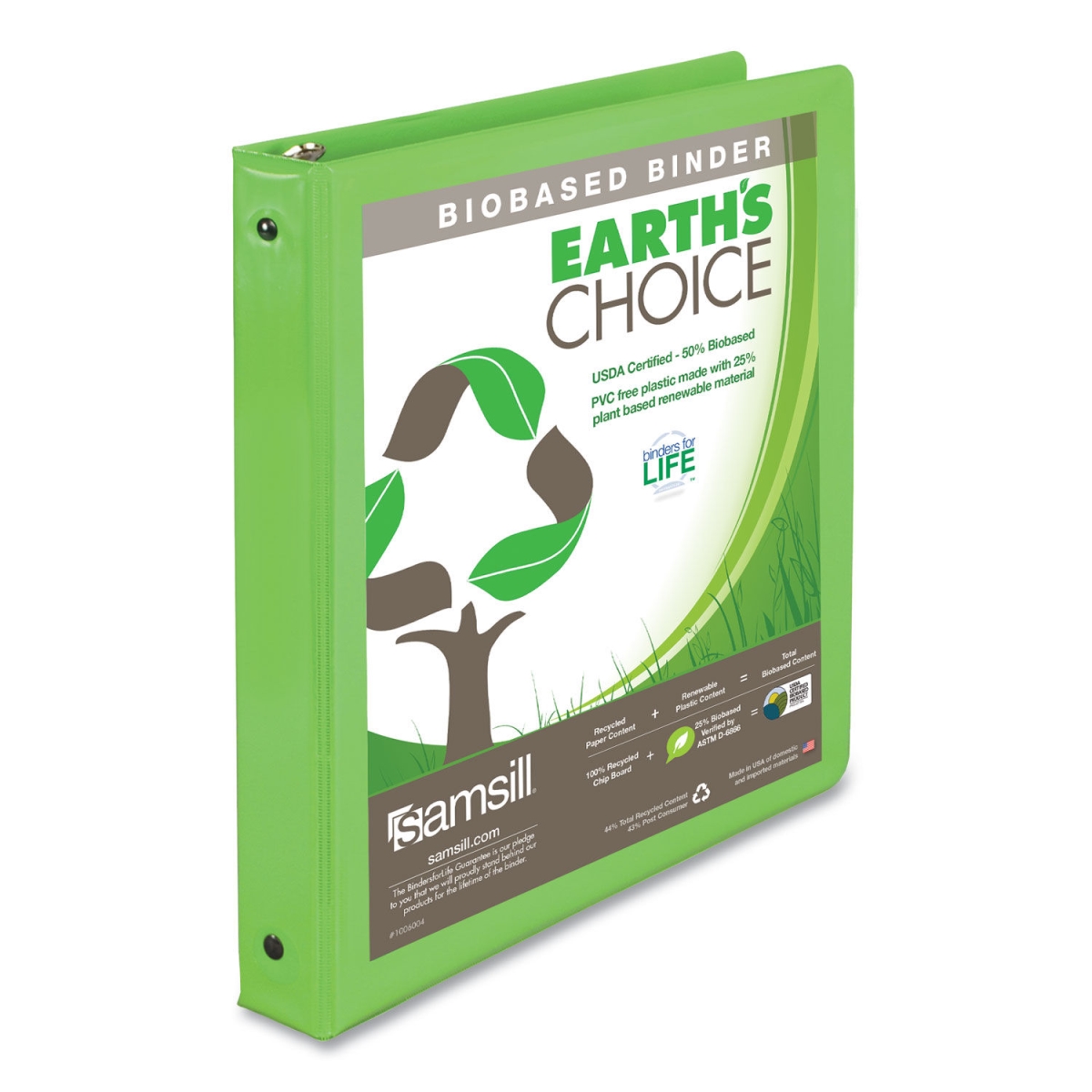 Sam17335 1 In. Earths Choice Biobased Economy Round Ring View Binders, Lime
