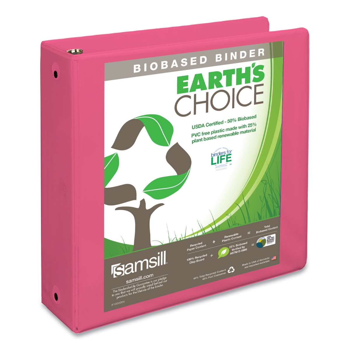 Sam17386 3 In. Earths Choice Biobased Economy Round Ring View Binders, Berry