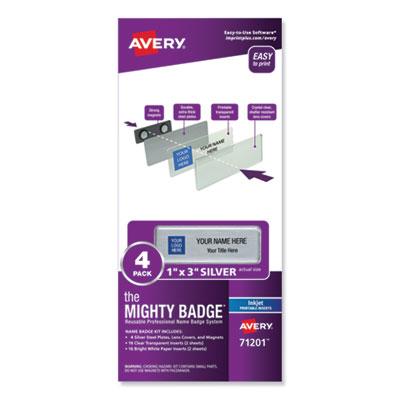 Ave71201 Name Badge Kit For Inkjet Printer, Silver - Pack Of 4