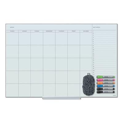UBrands UBR3967U0001 Floating Glass Calendar Dry Erase Board  White