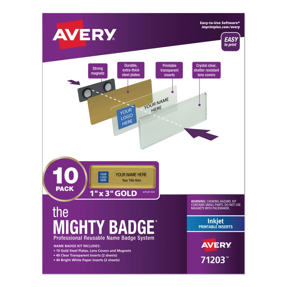 Ave71203 Mighty Badge - Gold, Pack Of 10