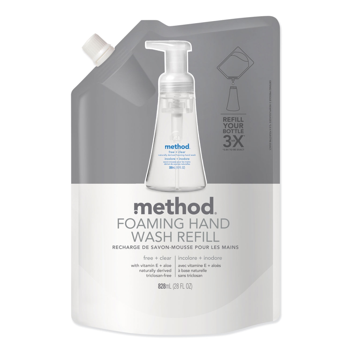 Method Products Mth01978ea 28 Oz Foaming Hand Wash Refill, Fragrance-free - Clear