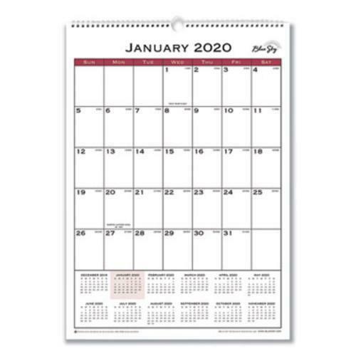 Blue Sky 117373 12 X 17 In. Classic Monthly Wall Calendar, Black & Red