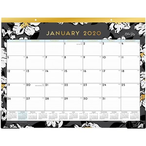 Blue Sky 110215 Baccara Dark Floral Design Calendar Desk Pad, Black