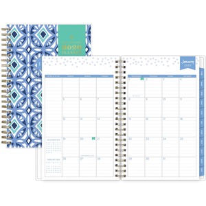 Blue Sky 101410 Day Designer Tile Weekly & Monthly Planner, Blue
