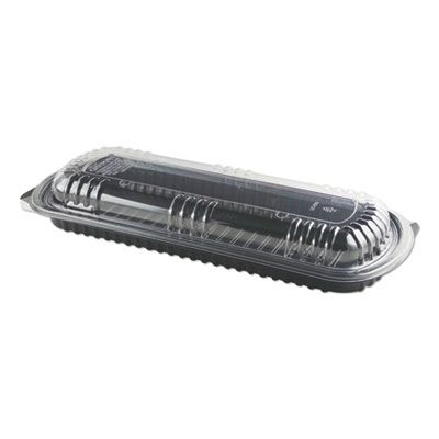 4402000 Microraves Rib Container With Vented Anti-fog Lids, Full Slab - Black & Clear