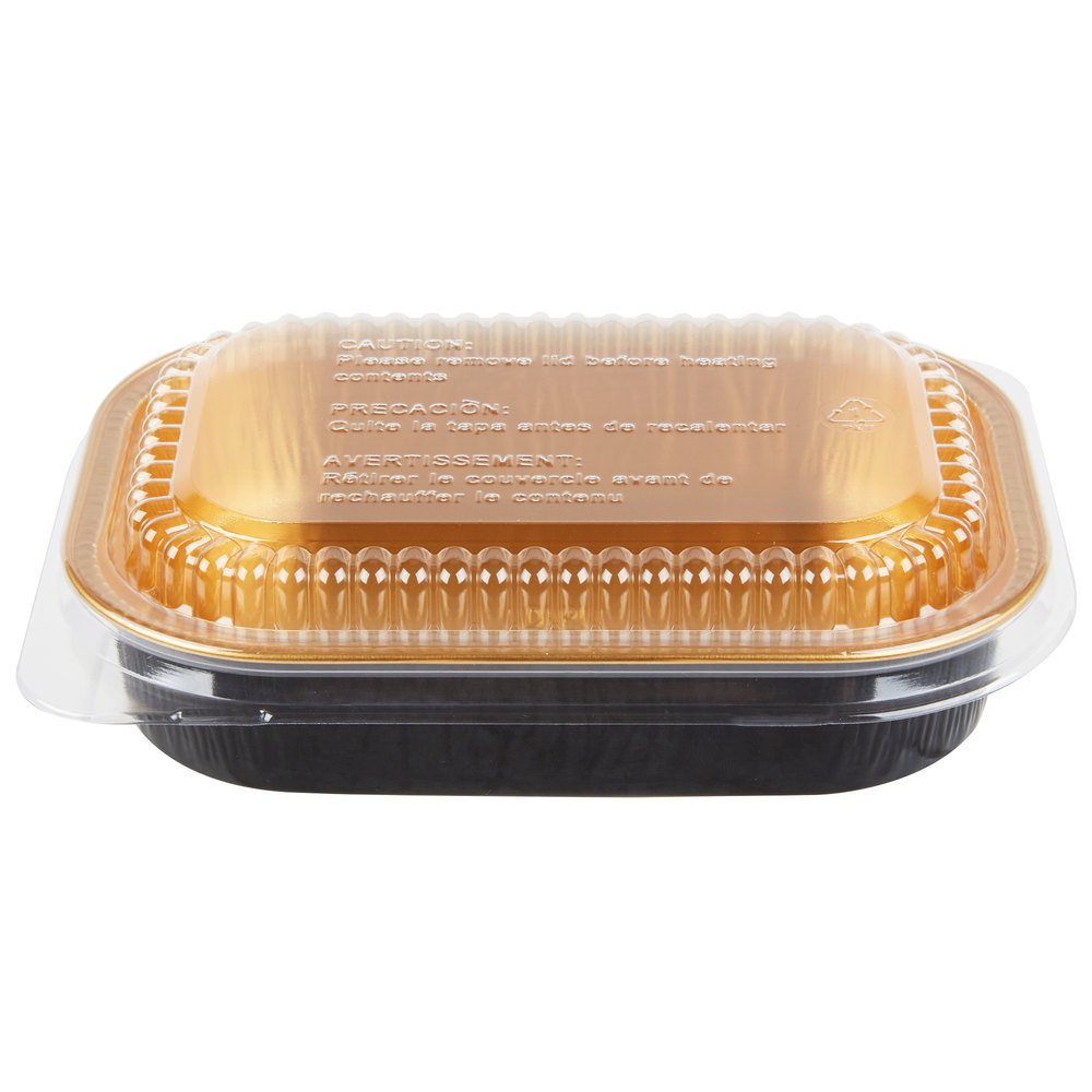 9220pt100 Mini Dish Pan With Dome Lid, Black & Gold