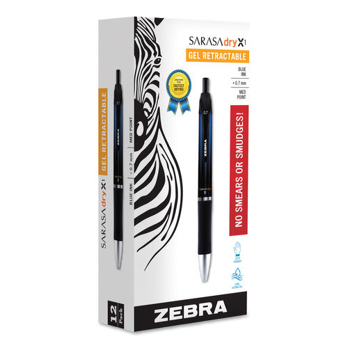 Zebra Pen Zeb45620 Sarasa Dry Gel X1 Retractable Gel Pen, Blue