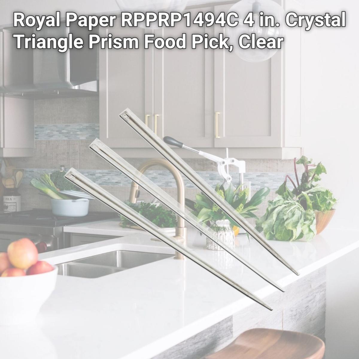 Picture of Royal Paper RPPRP1494C 4 in. Crystal Triangle Prism Food Pick, Clear