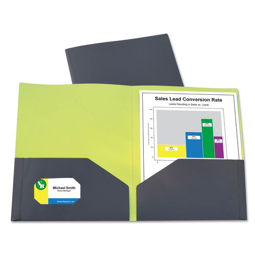 C-line Products Cli34721 Two-tone Super Heavy Weight Poly Portfolio, Gray & Green - 6 Per Pack