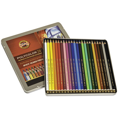 Koh-I-Noor FA381824OT 3.8 mm Polycolor Drawing Pencils Open Tin - 24 Assorted Colors per Set Koh-I-Noor FA381824OT 3.8 mm Polycolor Drawing Pencils Open Tin - 24 Assorted Colors per Set