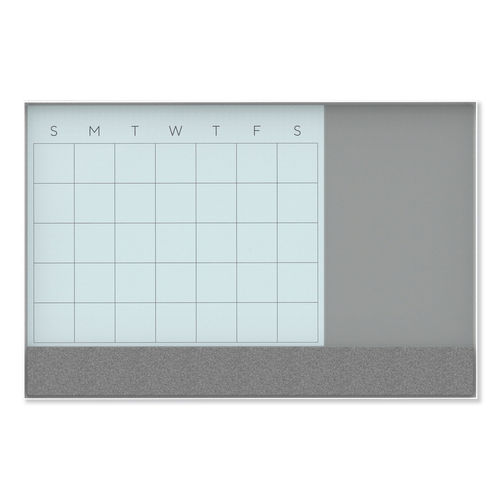 UBR3197U0001 36 x 24 in. 3-in-1 Month View White Surface & Frame Magnetic Glass Dry Erase Combo Board