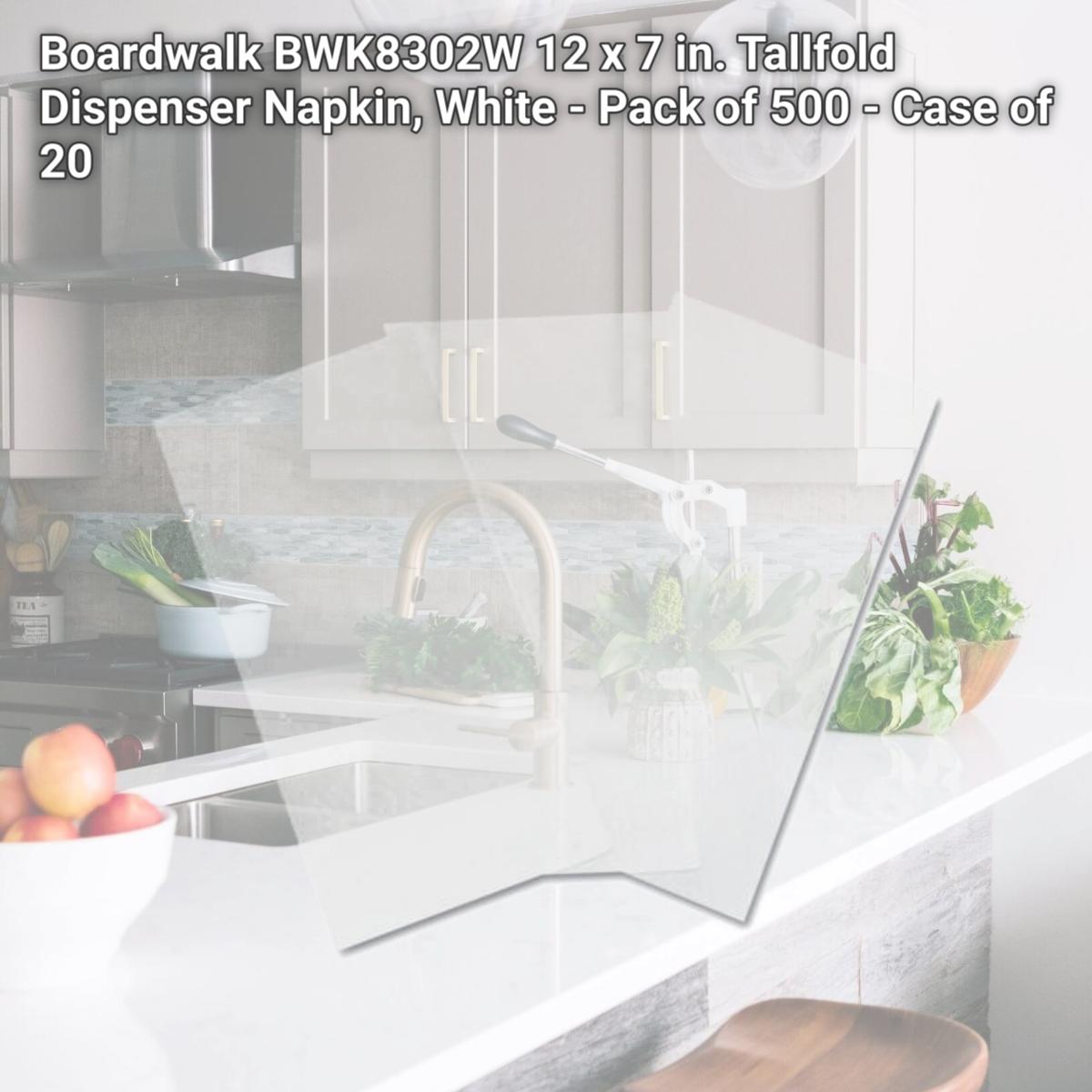 Picture of Boardwalk BWK8302W 12 x 7 in. Tallfold Dispenser Napkin, White - Pack of 500 - Case of 20