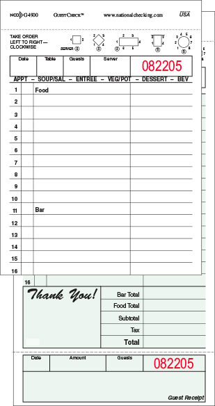 National Checking G4900 Check Guest Duplicate Carbon-Backed National Checking G4900 Check Guest Duplicate Carbon-Backed