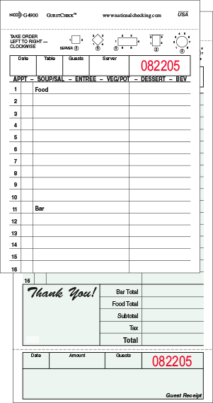 National Checking G4900SP Check Guest 2 Part - Green 10 Checks per Book National Checking G4900SP Check Guest 2 Part - Green 10 Checks per Book