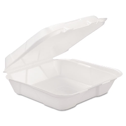 Hingeds1 Foam Hinged Lid Container, 1-compartment - White, 200 Per Case