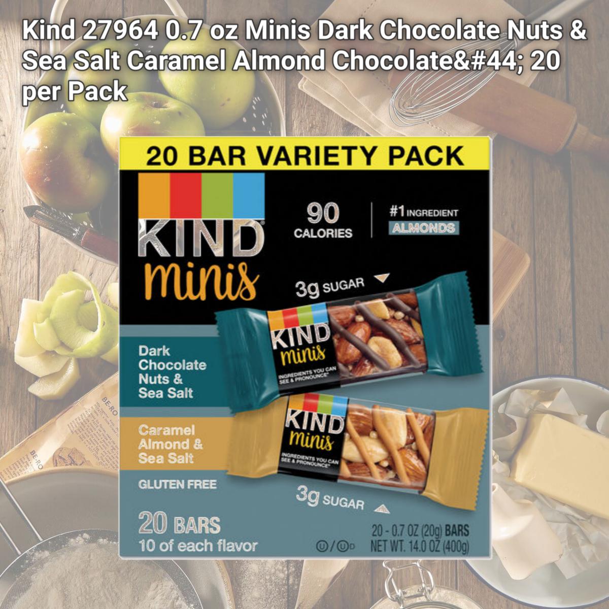 Picture of Kind 27964 0.7 oz Minis Dark Chocolate Nuts & Sea Salt Caramel Almond Chocolate, 20 per Pack