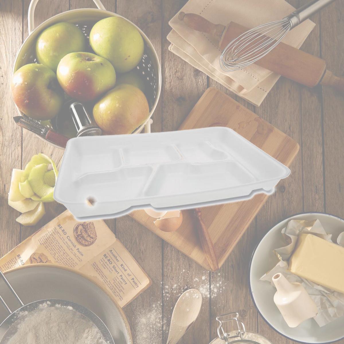 Picture of PCT 0TH10601SGBX 6-compartment School Lunch Tray, White
