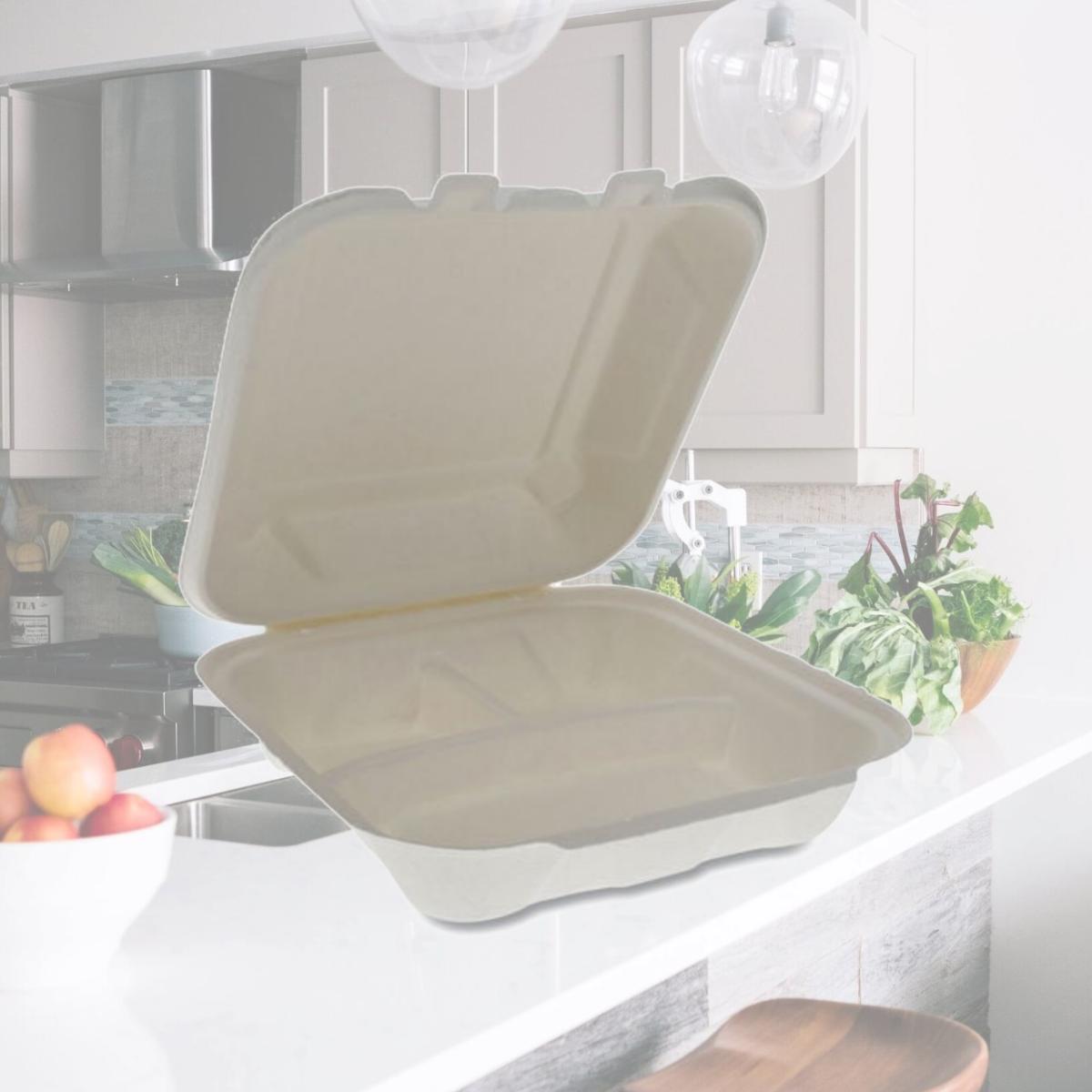Picture of PCT YMCH08030001 3-Compartment Earthchoice Container, Natural