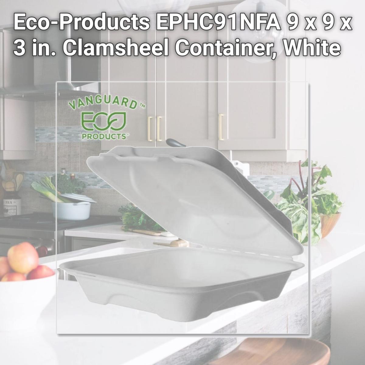 Picture of Eco-Products EPHC91NFA 9 x 9 x 3 in. Clamsheel Container, White