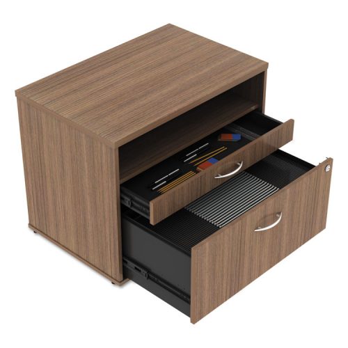 22.86 H X 29.5 W X 19.12 D In. Open Office Series Low File Cabinet Credenza - Walnut