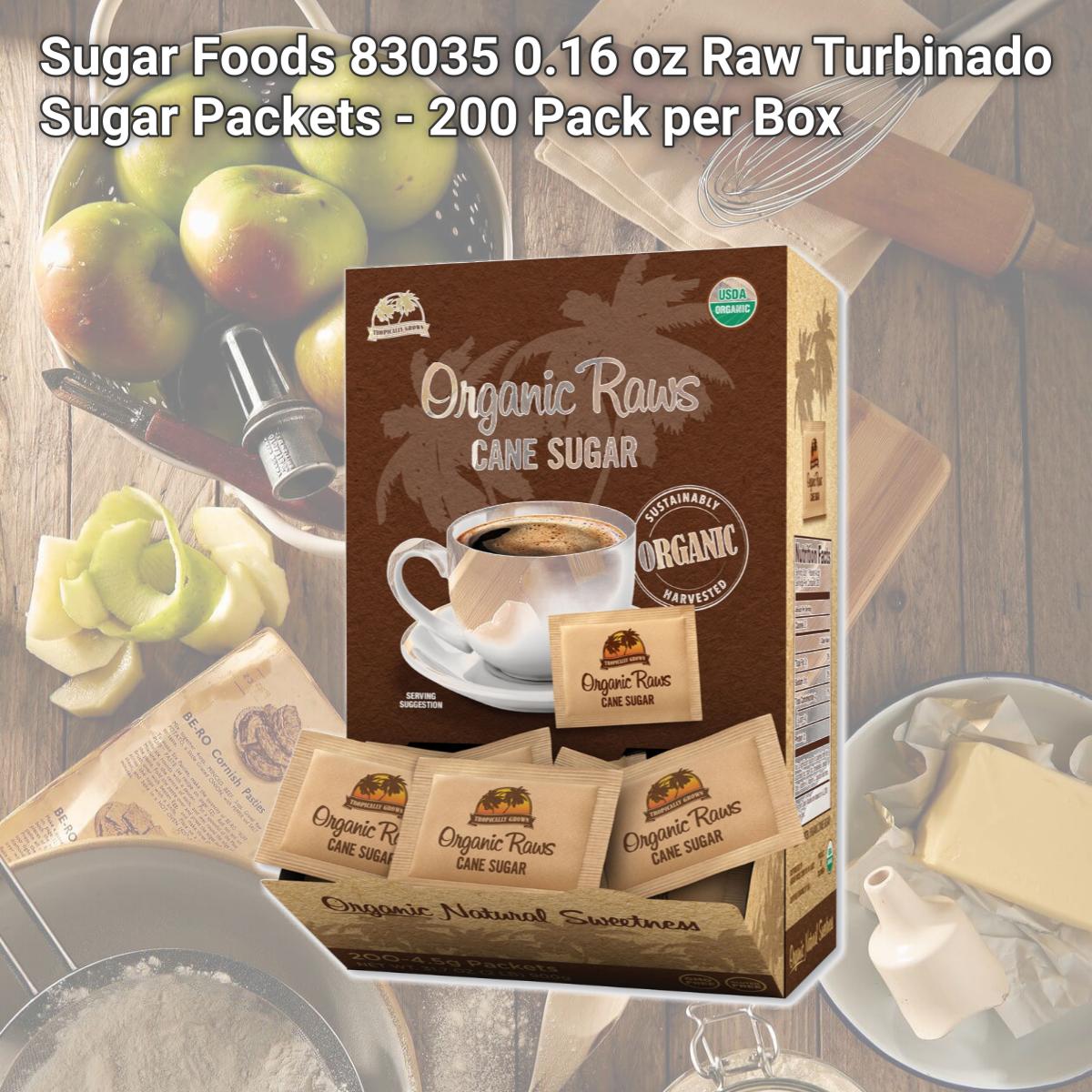 Picture of Sugar Foods 83035 0.16 oz Raw Turbinado Sugar Packets - 200 Pack per Box