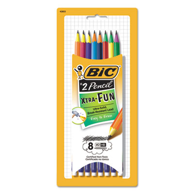 BIC PGEP81 No.2 0.7 mm Pencil Xtra Fun Two-Tone Barrel Assorted Colors - 8 per Pack BIC PGEP81 No.2 0.7 mm Pencil Xtra Fun Two-Tone Barrel Assorted Colors - 8 per Pack