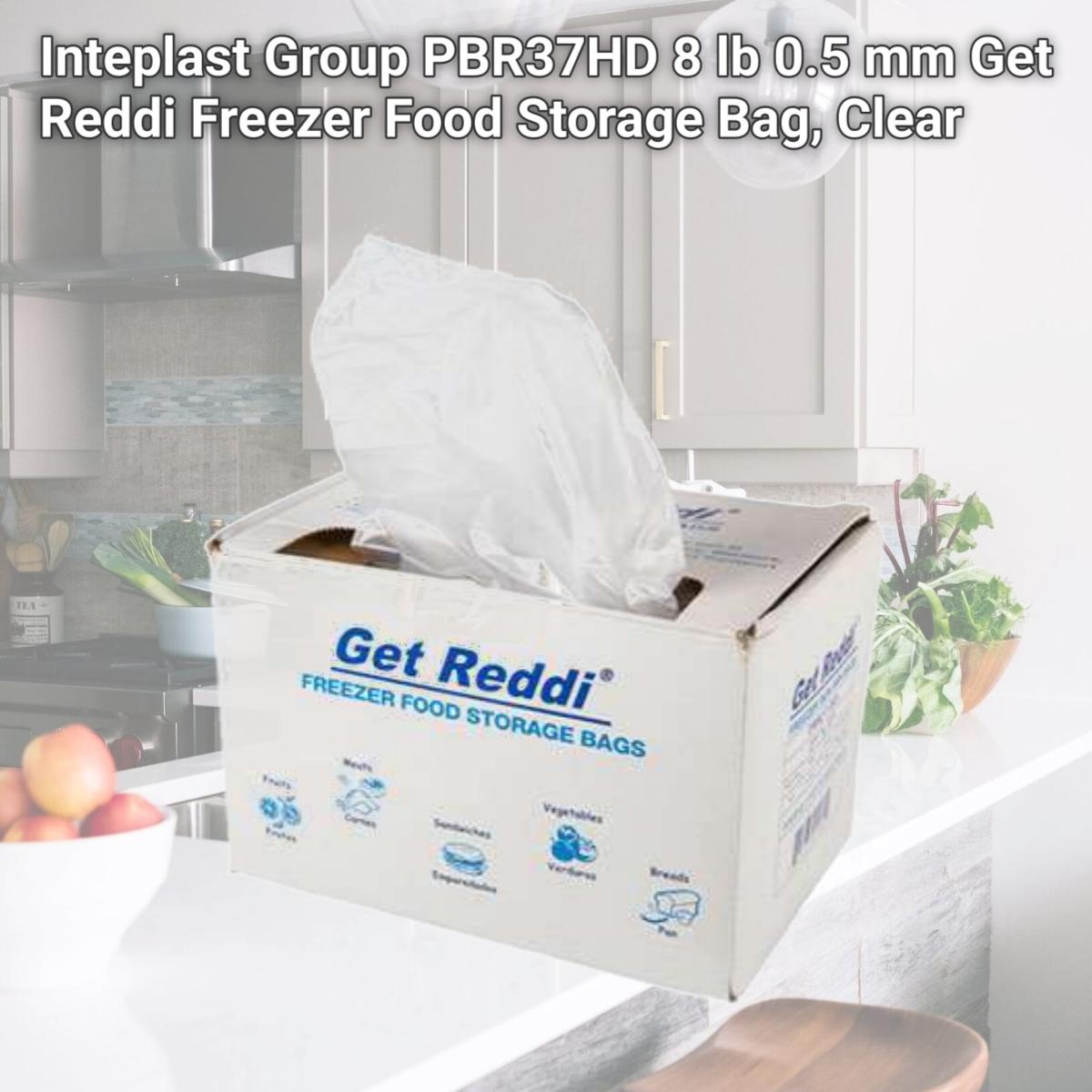 Picture of Inteplast Group PBR37HD 8 lb 0.5 mm Get Reddi Freezer Food Storage Bag, Clear