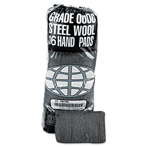 117003 Industrial-quality Steel Wool Hand Pad, 16 Per Pack, Pack Of 12