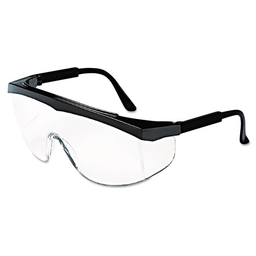Ss110 Stratos Safety Glasses, Black Frame, Clear Lens