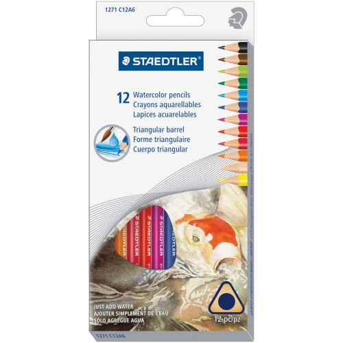 Staedtler 1271C12A6 2.9 mm Hardness No.3 Triangular Barrel Watercolour Pencil Set - 12 Assorted Colors Staedtler 1271C12A6 2.9 mm Hardness No.3 Triangular Barrel Watercolour Pencil Set - 12 Assorted Colors