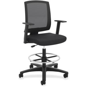 Vl515lh10 Mid-back Mesh Task Stool With Fixed Arms, Black