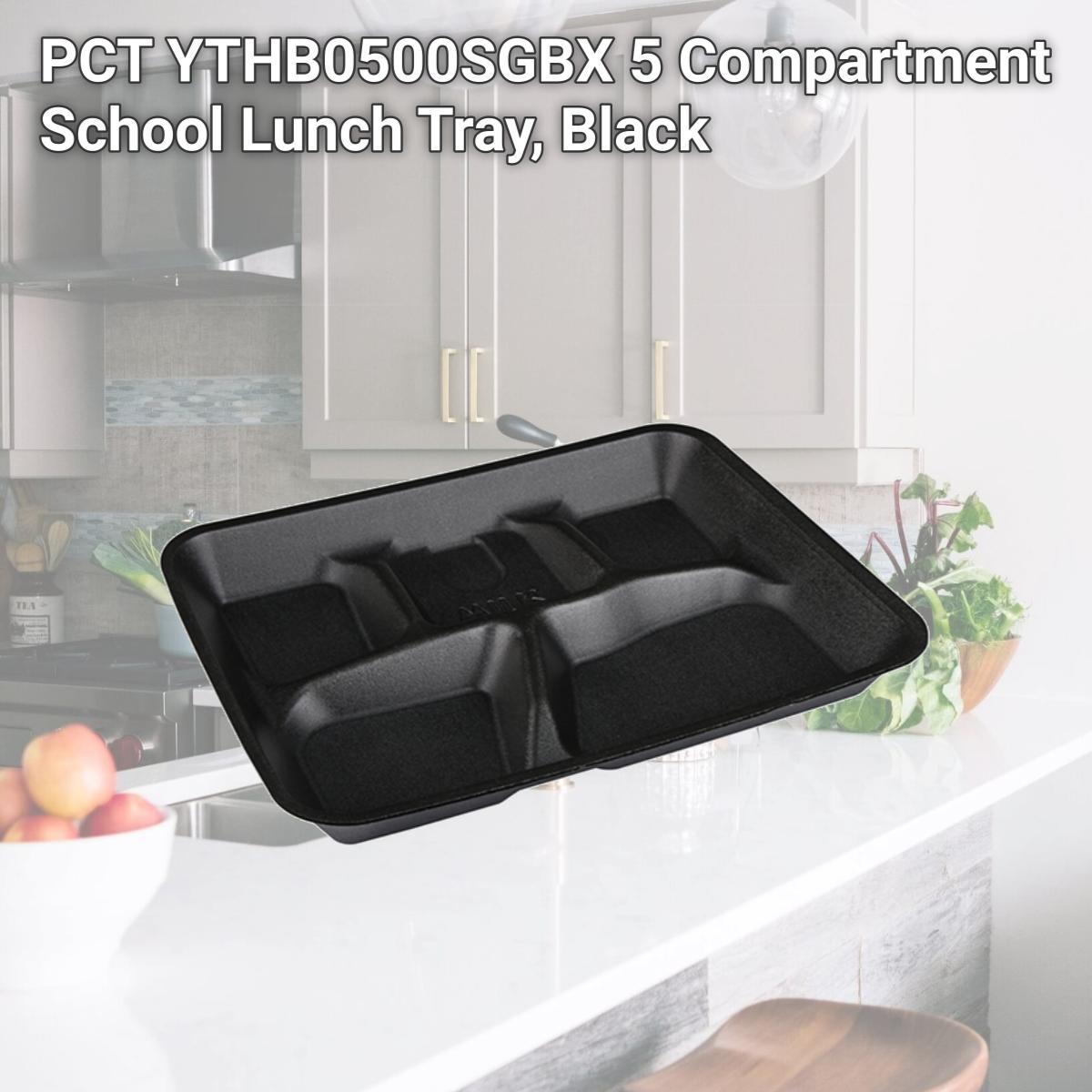 Picture of PCT YTHB0500SGBX 5 Compartment School Lunch Tray, Black
