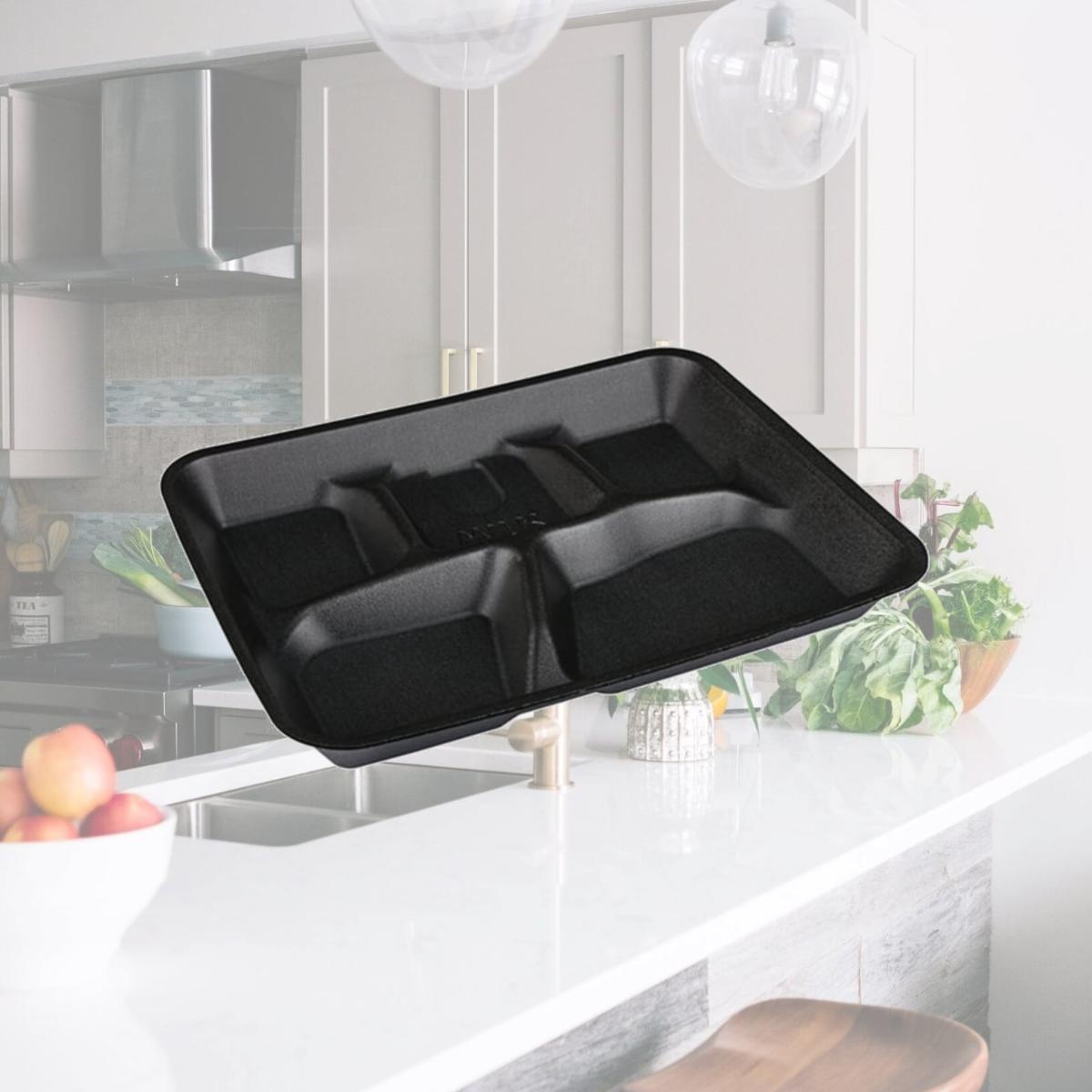 Picture of PCT YTHB0500SGBX 5 Compartment School Lunch Tray, Black