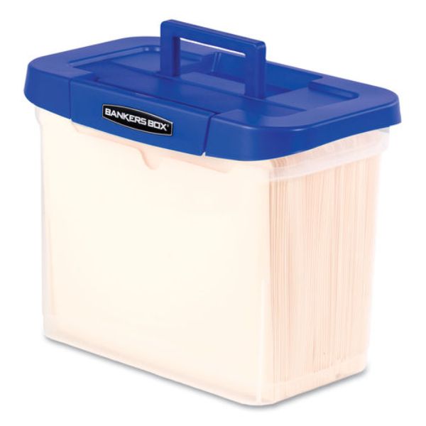 FEL0086301 Heavy-duty Portable File Box, Letter Files - 14.25 x 8.63 x 11.06 in., Clear & Blue