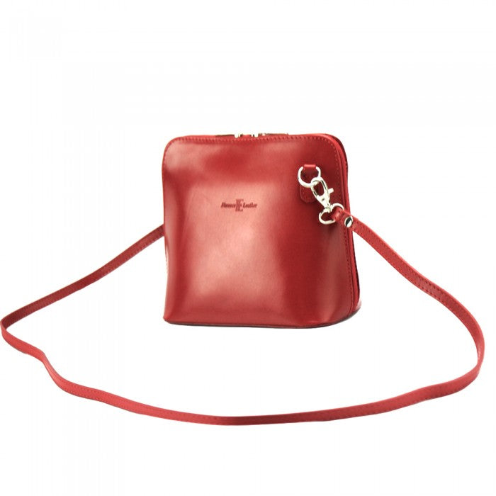82-201-LightRed Dalida Womens Handmade Leather Shoulder & Crossbody Handbag, Light Red - Small