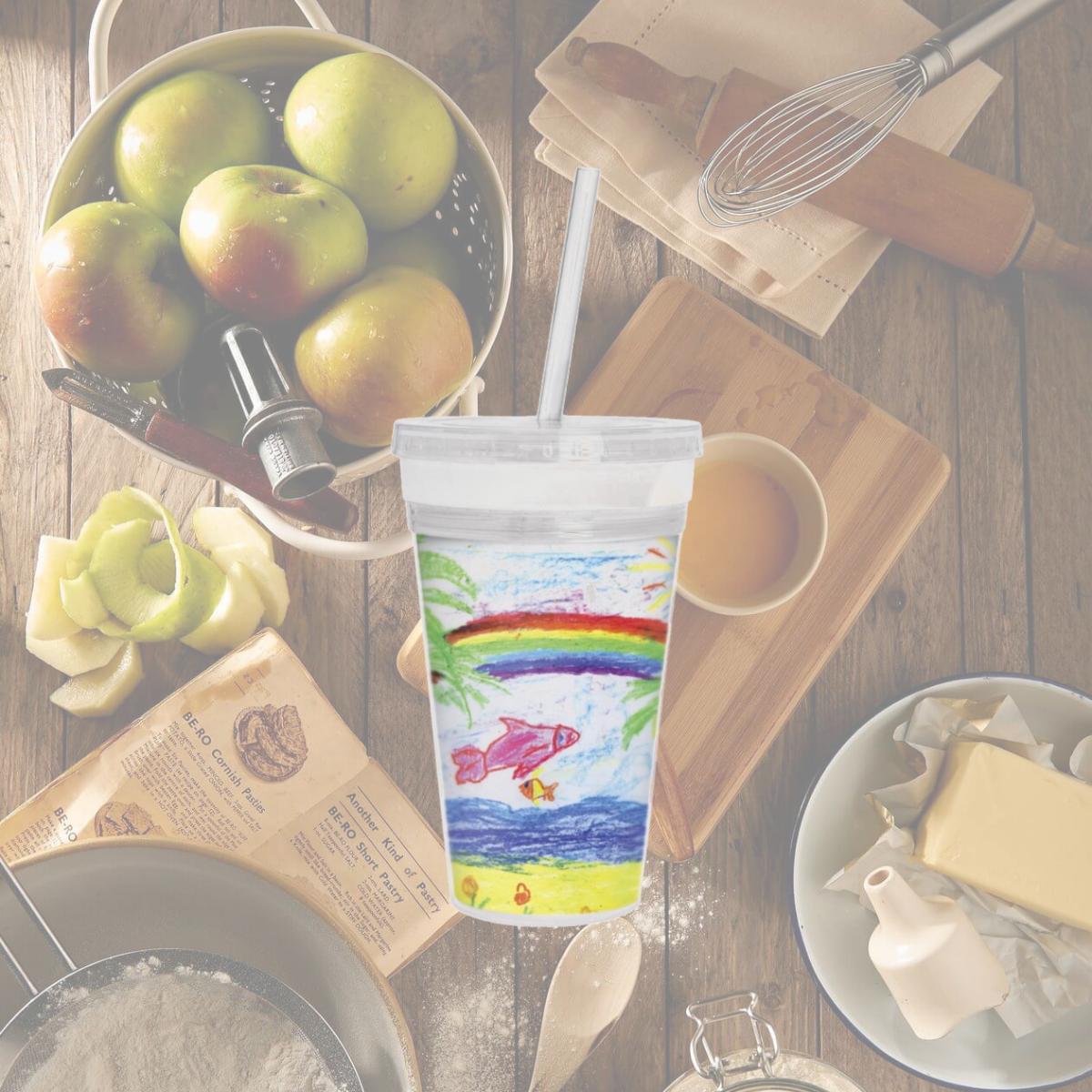 Picture of Neil Enterprises 1592283 Thermo-Temp Photo Tumbler with Straw, 16 oz