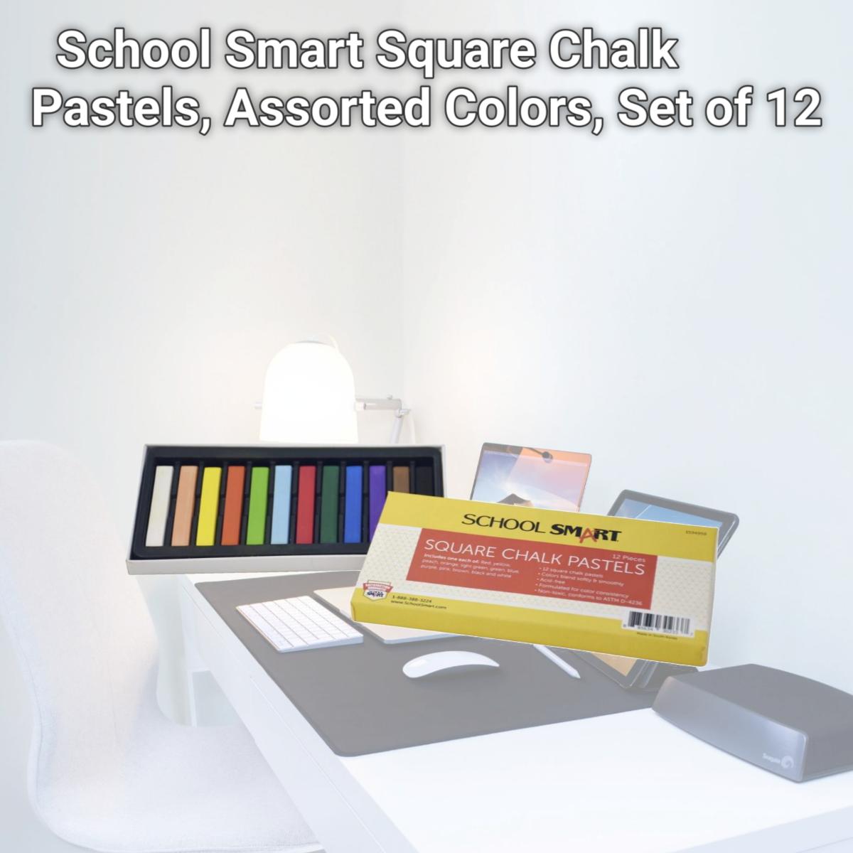 Picture of Pacon 1594959 School Smart Square Chalk Pastels, Assorted Colors, Set of 12