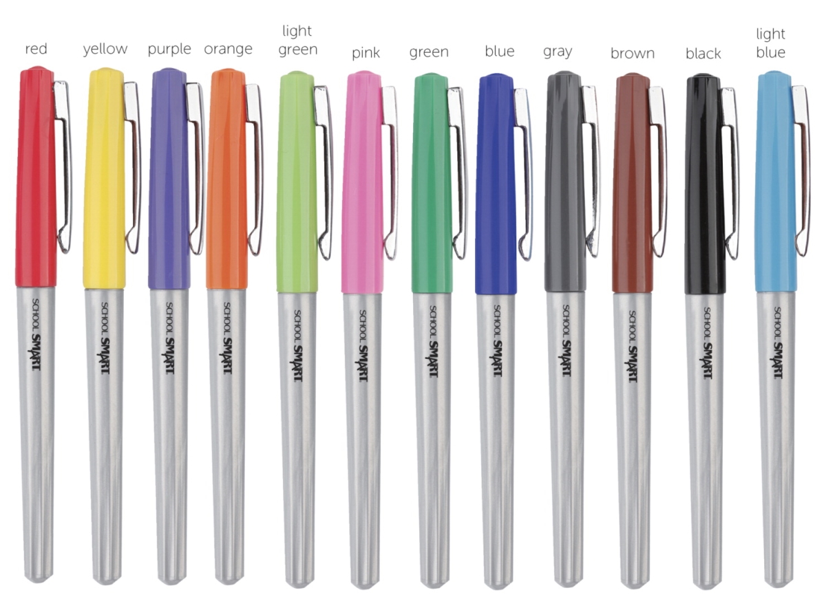 1593108 School Smart Ultra Fineliner Pen, 0.4 Mm, Assorted - Set Of 12