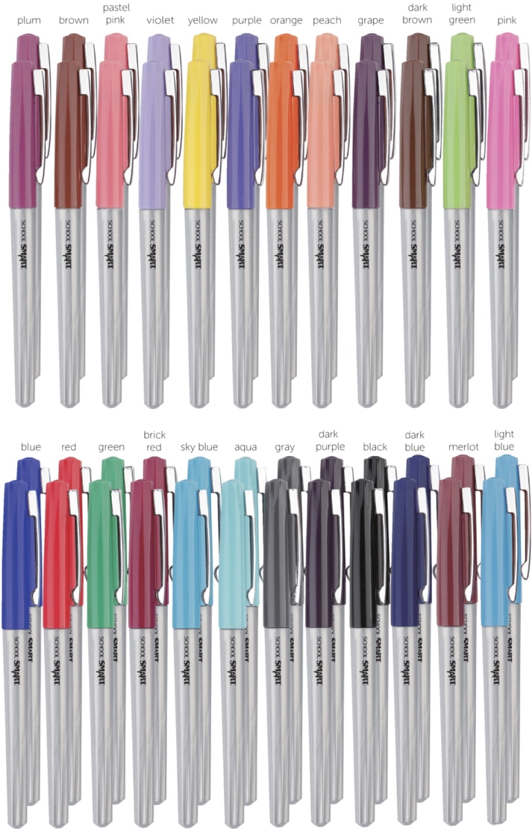 1593110 School Smart Ultra Fineliner Pen, 0.4 Mm, Assorted - Set Of 48