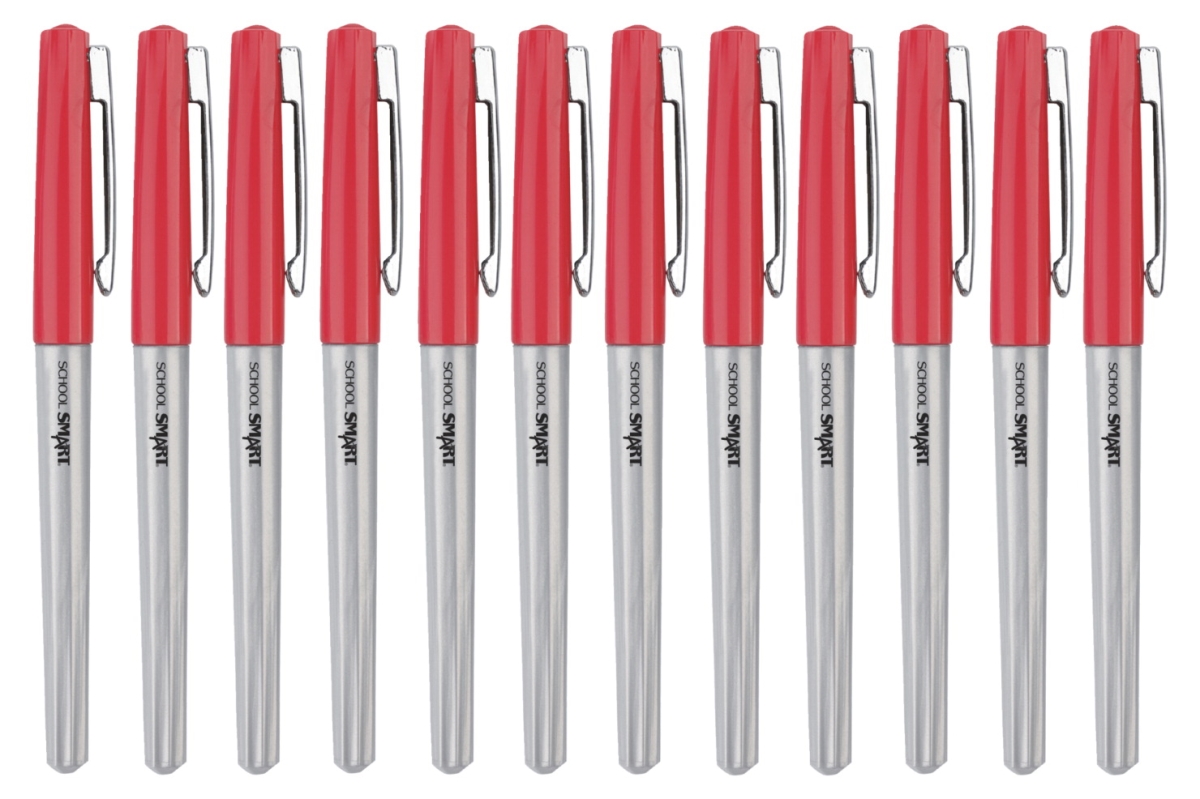 1593113 School Smart Ultra Fineliner Pen, 0.4 Mm, Red - Pack Of 12