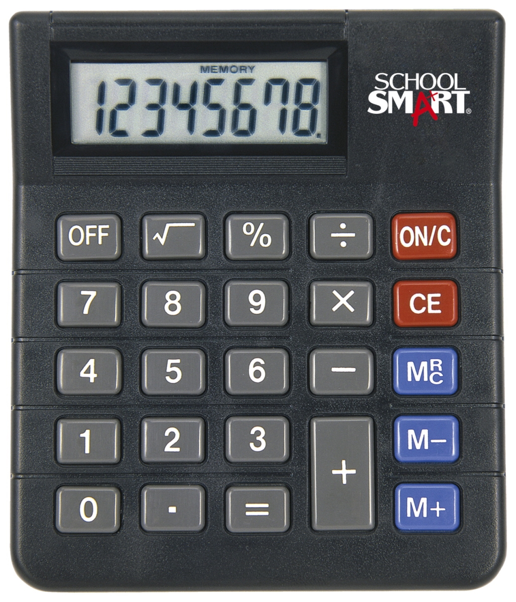 1596817 School Smart Large Display 8 Digit Calculator, Black