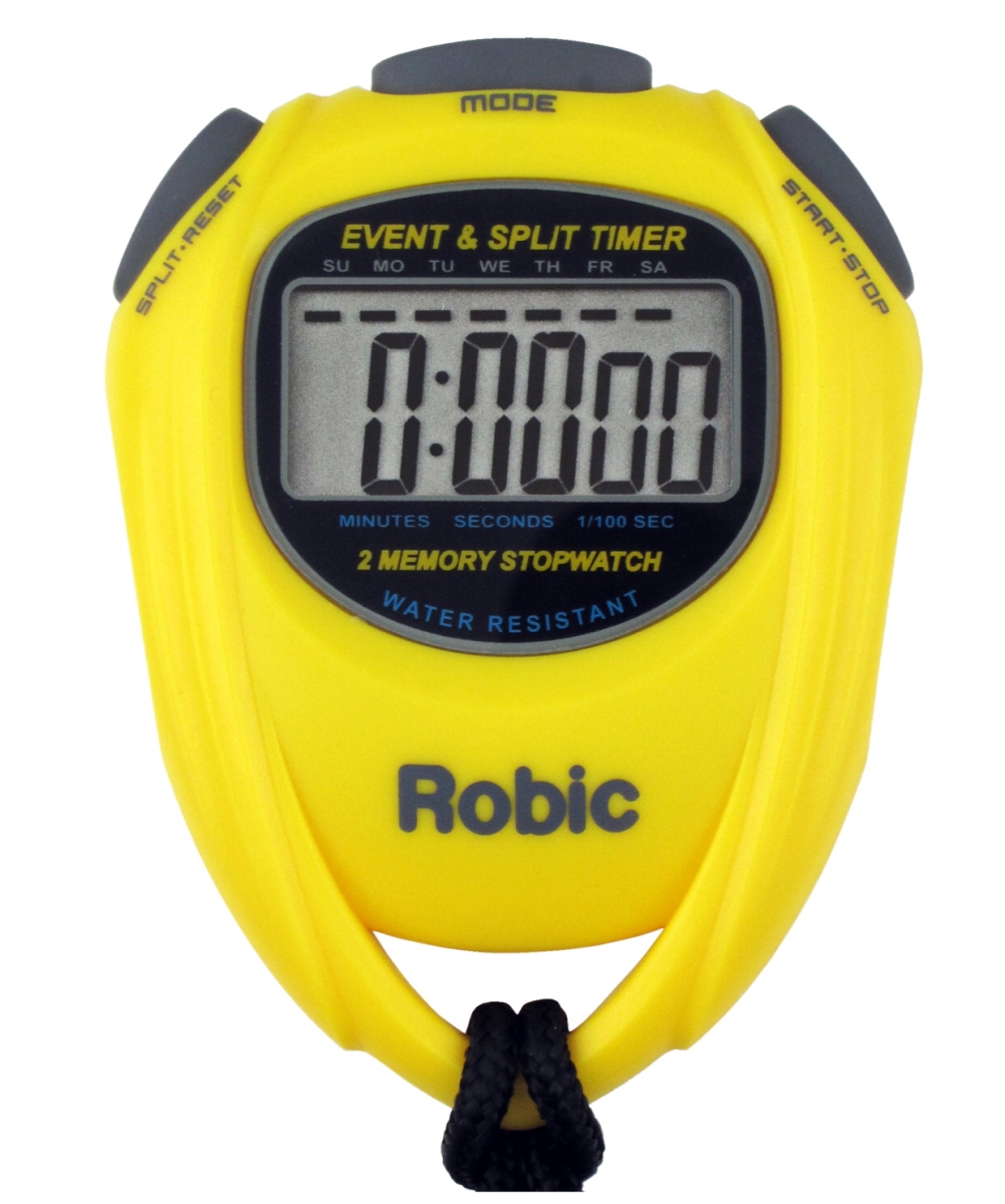 1592969 Robic 2 Split Memory Water Resistant Stopwatch, Yellow