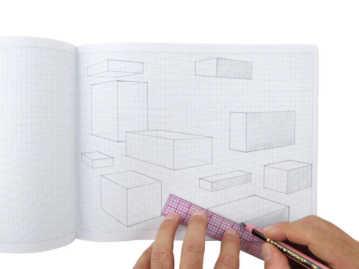 1594887 2-point Perspective 3d Grid Sketchbook, 10.35 X 8 In. - 60 Sheets